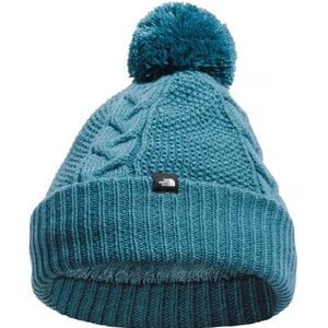 The North Face Blue Chunky Knit Pom-Pom Hat